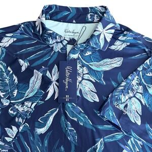 NEW Walter Hagen Performance 11 Polo Golf Shirt Painted Tropical Navy Mens 2XL